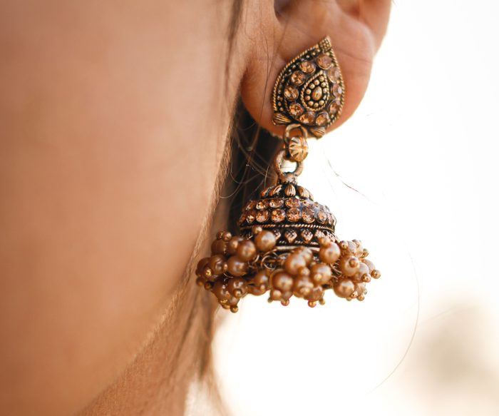 Traditional gold jhumka earring
